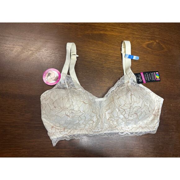 Bali Other - Bali Wireless Lace TShirt Bra XL Cream Sexy Anniversary Coquette Dainty Feminine